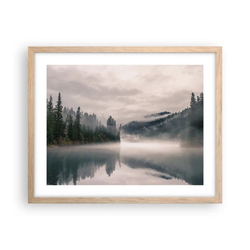 Poszter világos tölgy keretben - Ábrándosan, ködben - 50x40 cm