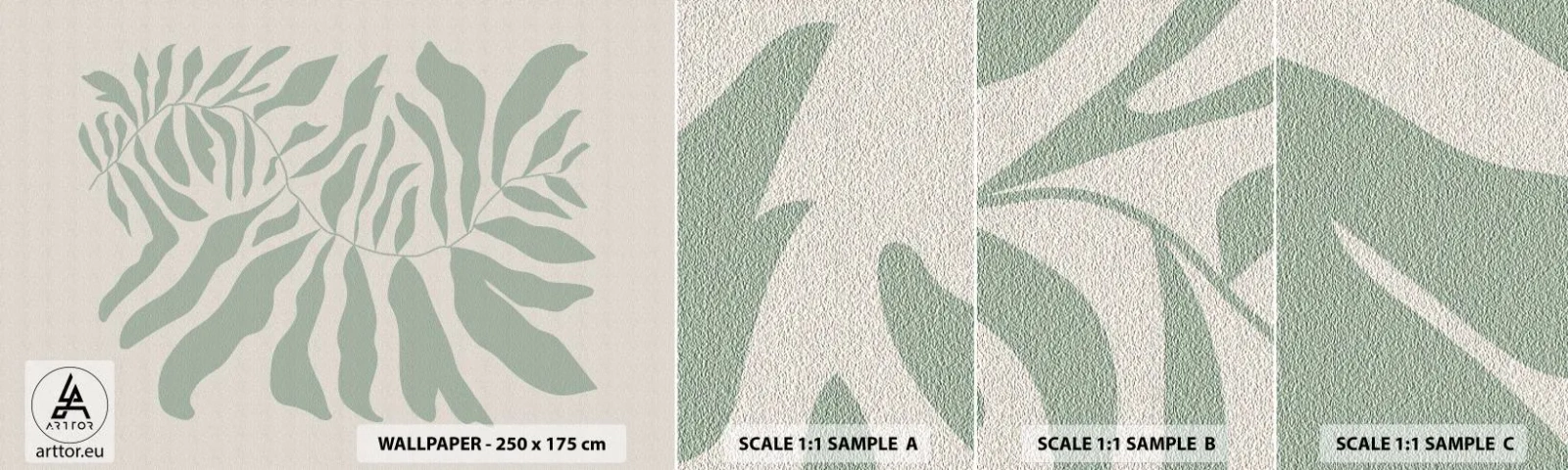 Fotótapéta Minta Standard Eco - Smaragdzöld ág - Boho, Növény, Növénytani - 100x30 cm