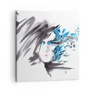 Vászonkép - Érzéki portré szürkében és kékben - 50x50 cm