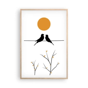 Poszter világos tölgy keretben - Fülemüle este - 61x91 cm