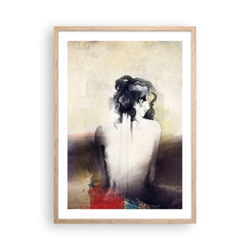 Poszter világos tölgy keretben - Sima vonalak, ovális formák - 50x70 cm