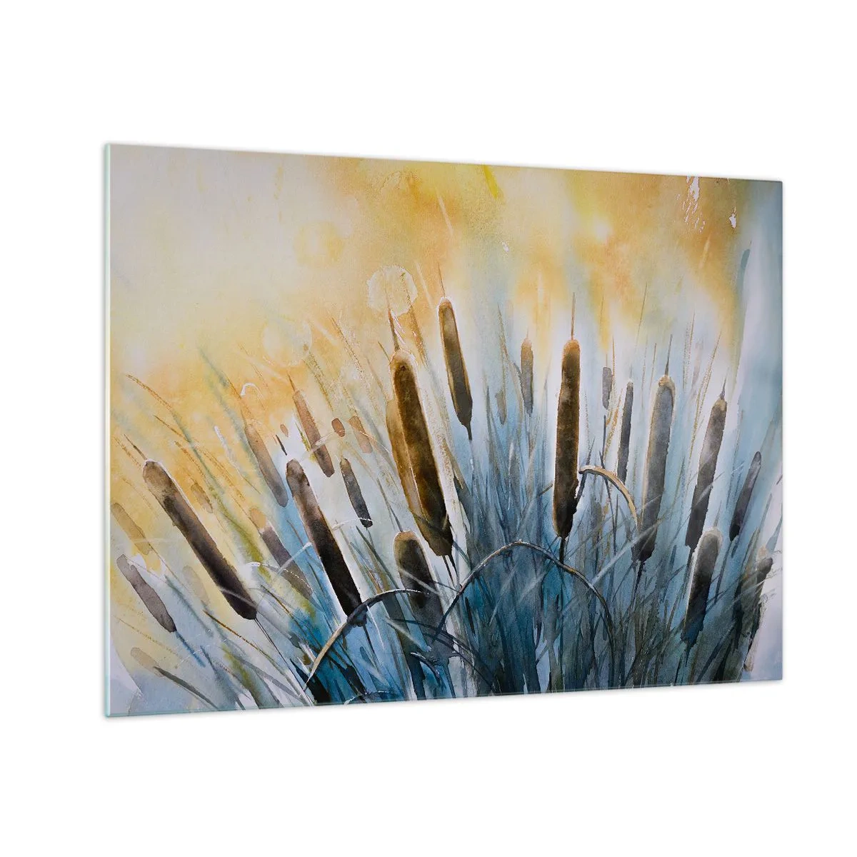 Üveg kép - Festett gyékény a napsütéses égbolton - 70x50cm - A víz hűvössége, a nap melege - Modern fali dekoráció nappalihoz és hálószobához ARTTOR