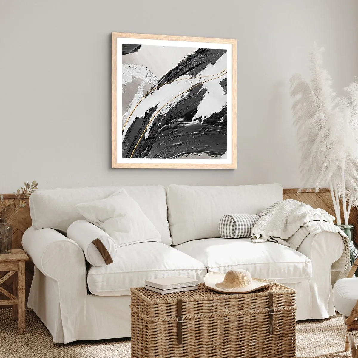 Poszter világos tölgy keretben - Absztrakció érzékkel - 50x50 cm