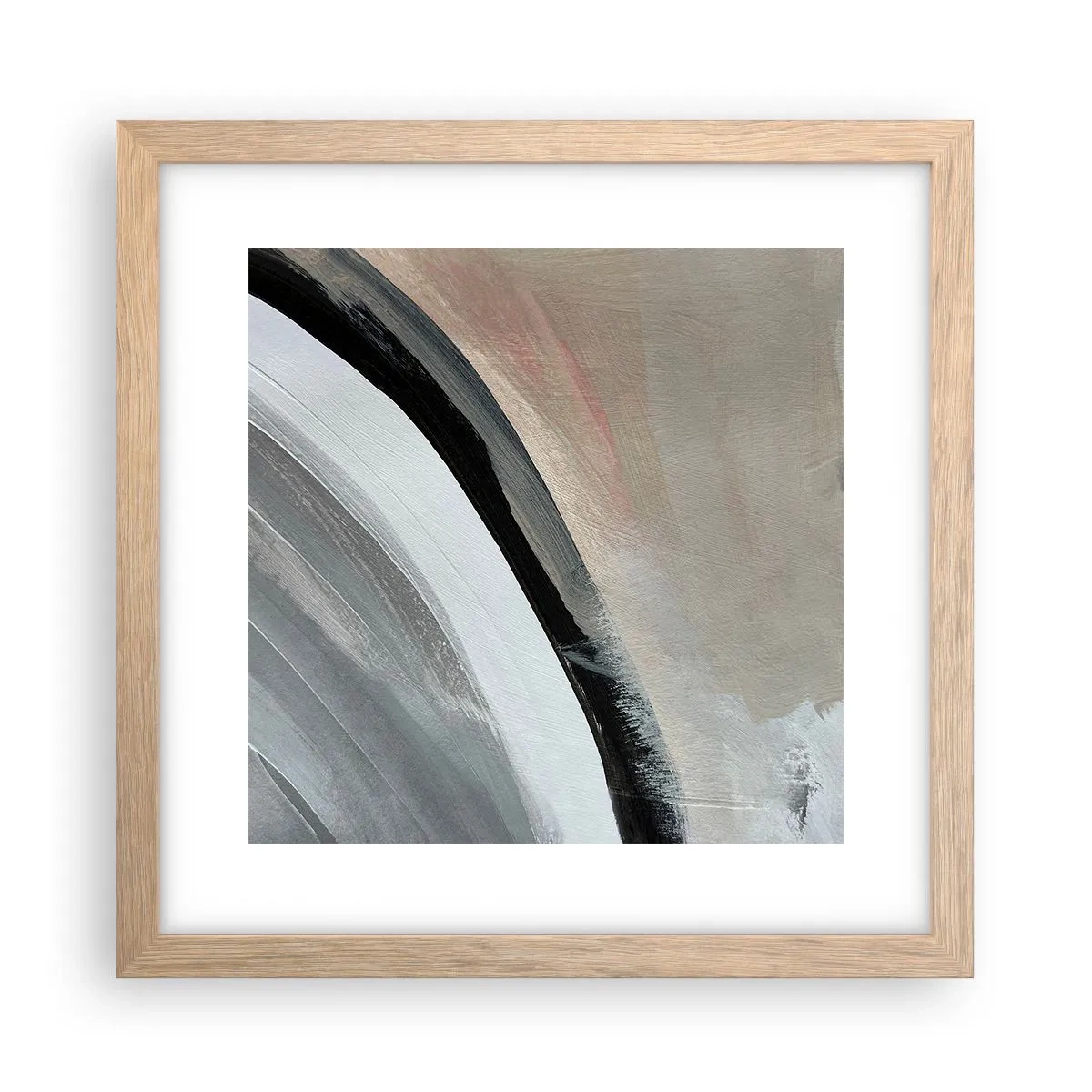 Poszter világos tölgy keretben - Kompozíció: a fekete és szürke íve - 30x30 cm