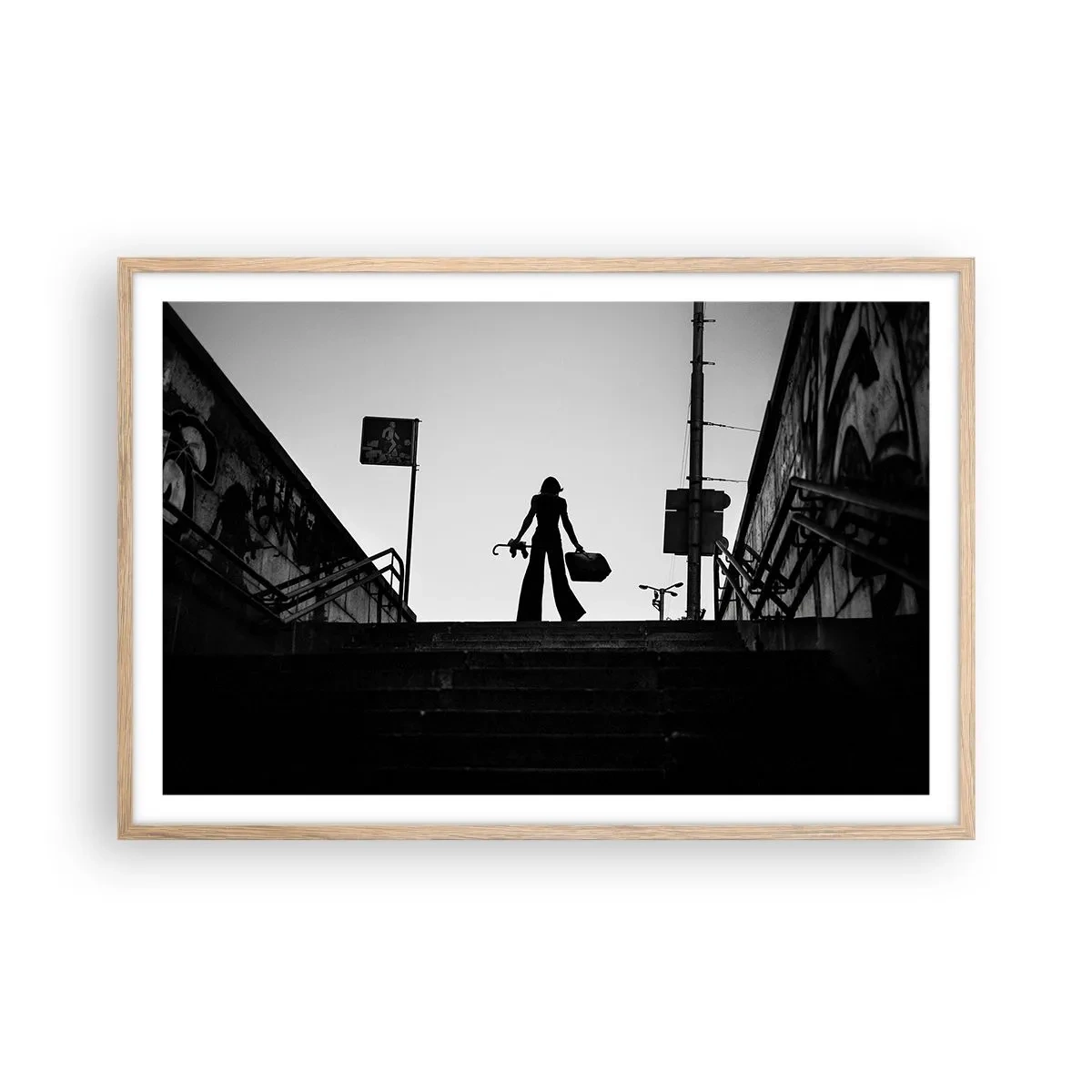 Poszter világos tölgy keretben - Városi vándorlás - 91x61 cm