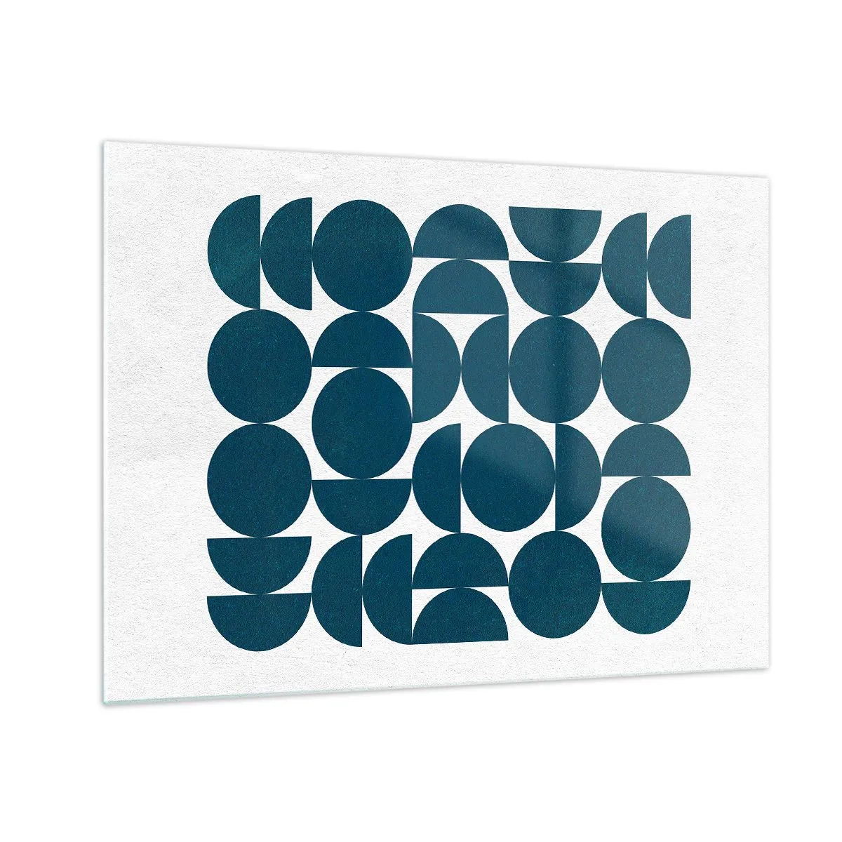 Üveg kép - Sötétkék körökből és félkörökből készült modern kompozíció - 70x50cm - Körök és félkörök - Modern fali dekoráció nappalihoz és hálószobához ARTTOR