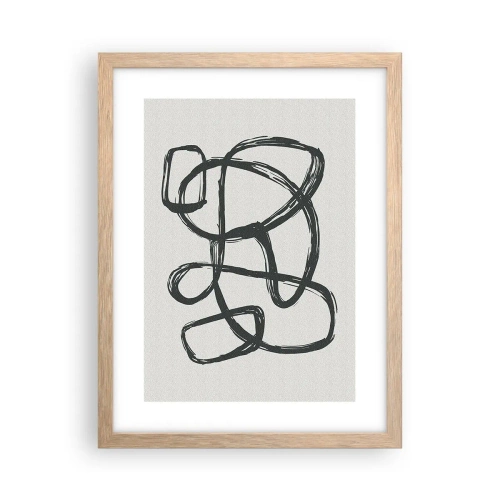 Poszter világos tölgy keretben - Hurkolt absztrakció - 30x40 cm