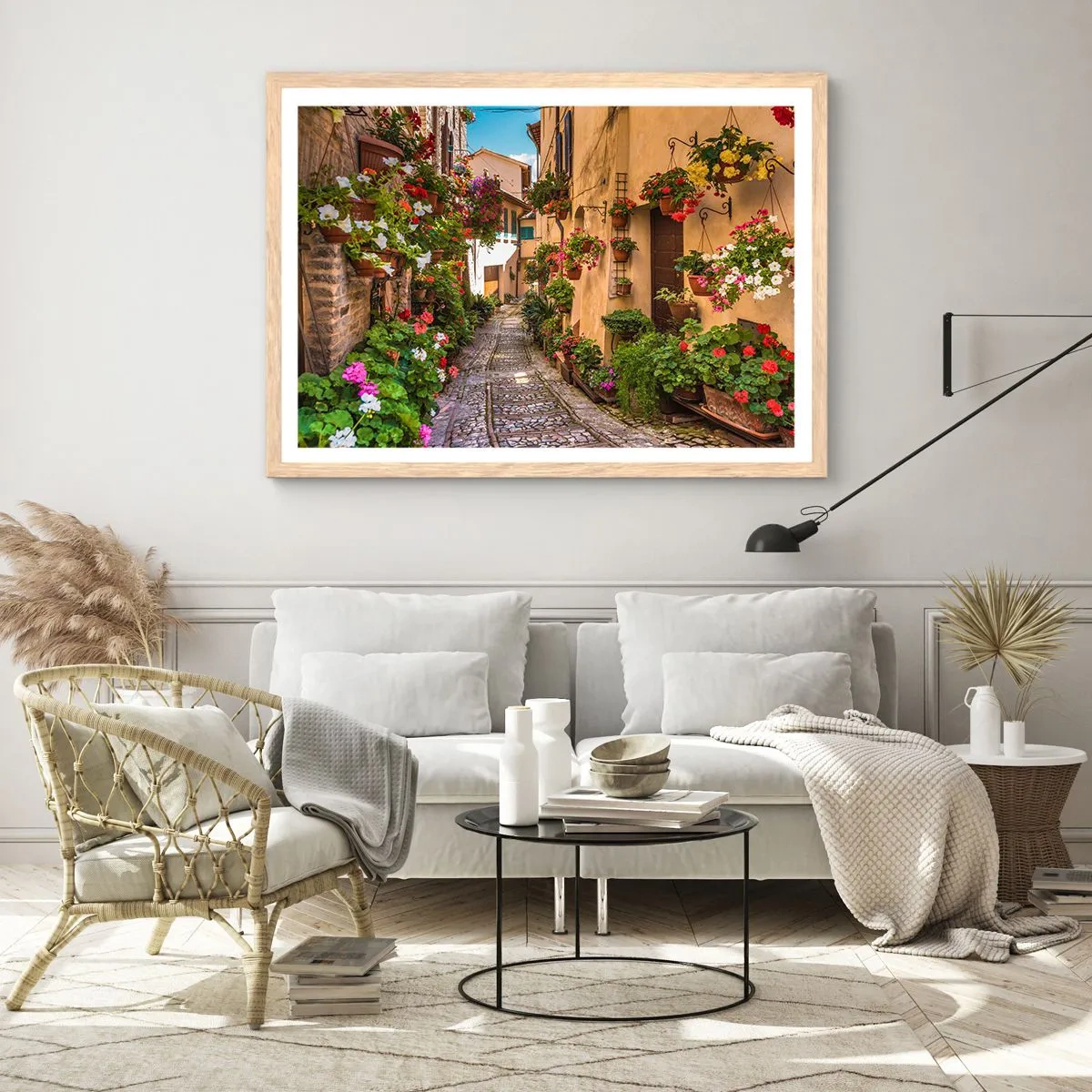 Poszter világos tölgy keretben - Olasz sikátor - 100x70 cm