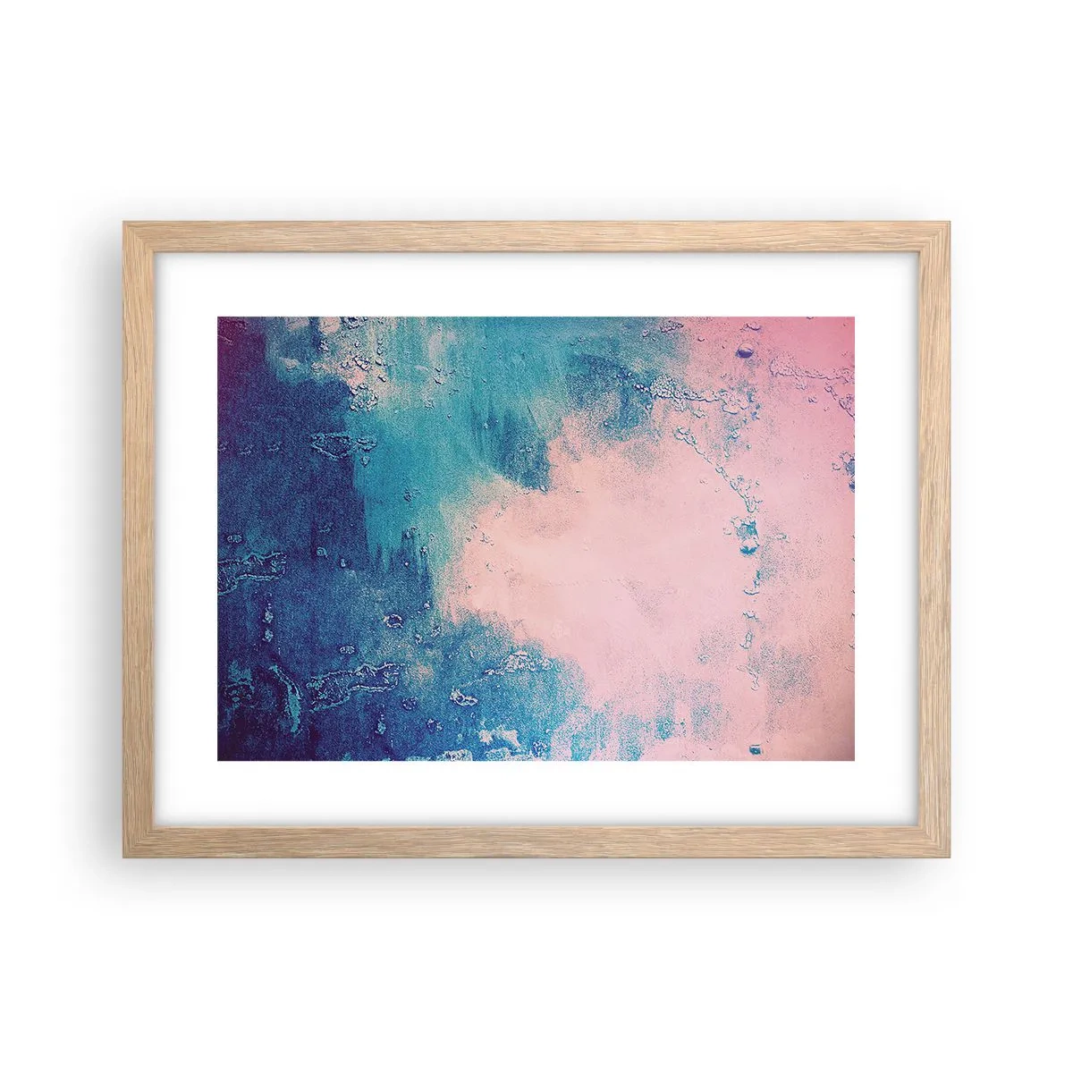 Poszter világos tölgy keretben - Kék ölelések - 40x30 cm