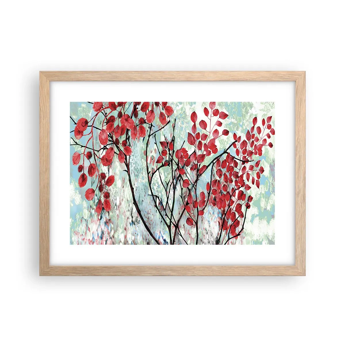 Poszter világos tölgy keretben - Fa skarlát színben - 40x30 cm