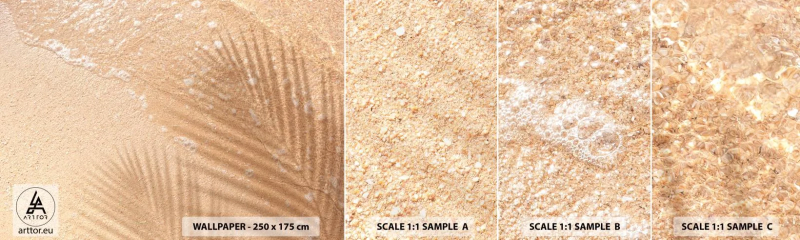 Fotótapéta Minta Standard Eco - A forró nyár árnyéka - Absztrakció, Homok a Tengerparton, Levelek - 100x30 cm