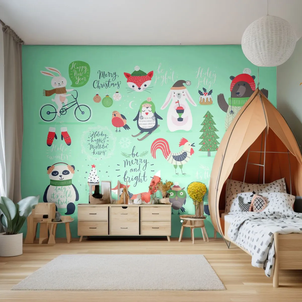 Fotótapéta Standard Eco - Legyen mindig ünnep! - Gyerekeknek, Téli, Boldog állatok - 200x140 cm