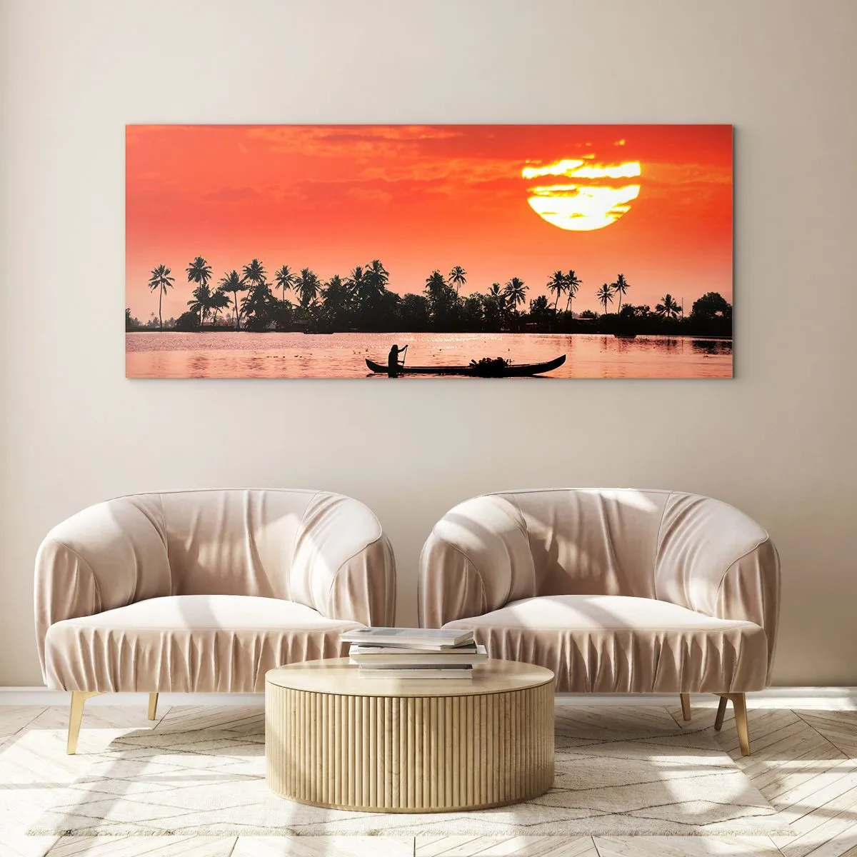 Üveg kép - A trópusok nyugalma naplementekor - 100x40 cm