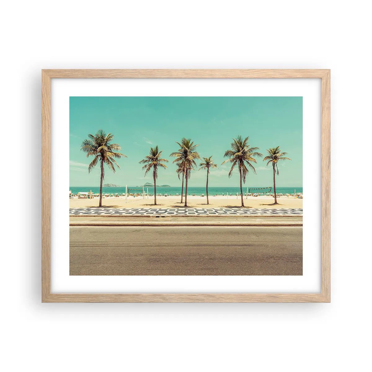 Poszter világos tölgy keretben - A tengerparton - 50x40 cm