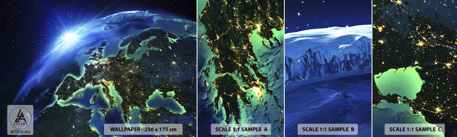 Fotótapéta Minta Standard Eco - Ragyogó Európa - Világegyetem, Föld bolygó, Kontinensek - 100x30 cm