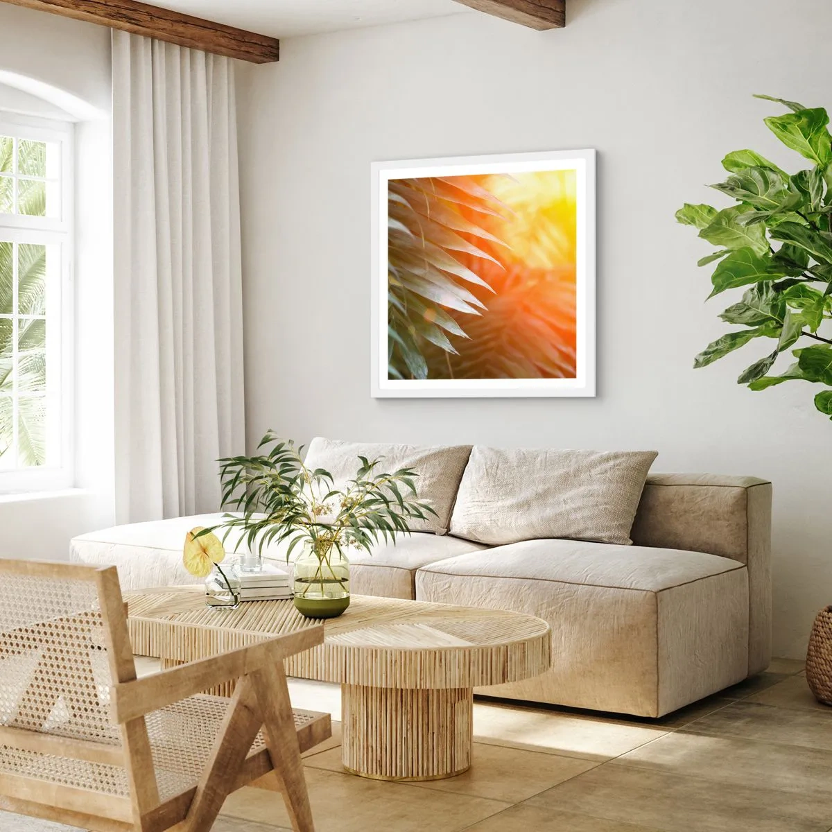 Poszter fekete keretben - Reggel a dzsungelben - 40x40 cm