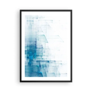 Poszter fehér keretben - Absztrakt geometrikus kompozíció kék és fehér árnyalatokban - 50x70cm - Hogyan lett az űr - Modern fali dekoráció nappalihoz és hálószobához ARTTOR