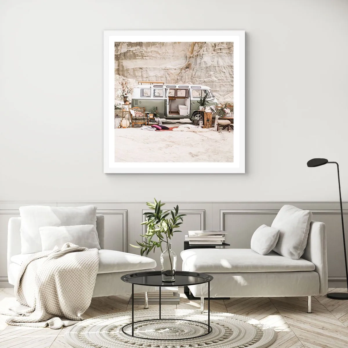 Poszter fekete keretben - Ideje elkezdeni az utazást - 40x40 cm