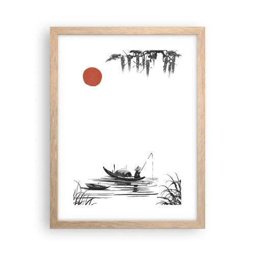 Poszter világos tölgy keretben - Ázsiai délután - 30x40 cm