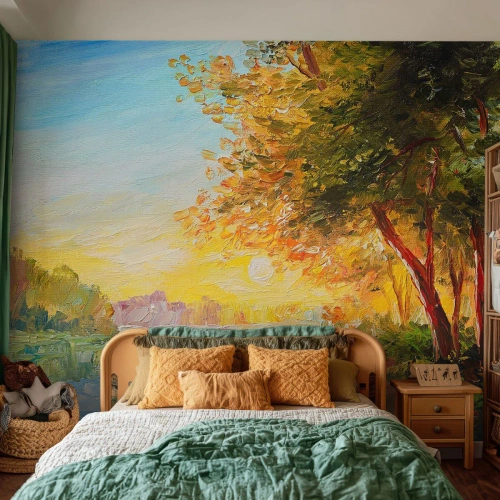 Öntapadós Fotótapéta Deluxe Sticker - Et in Arcadia ego - Tájkép, Folyó, A nap sugarai - 200x140 cm