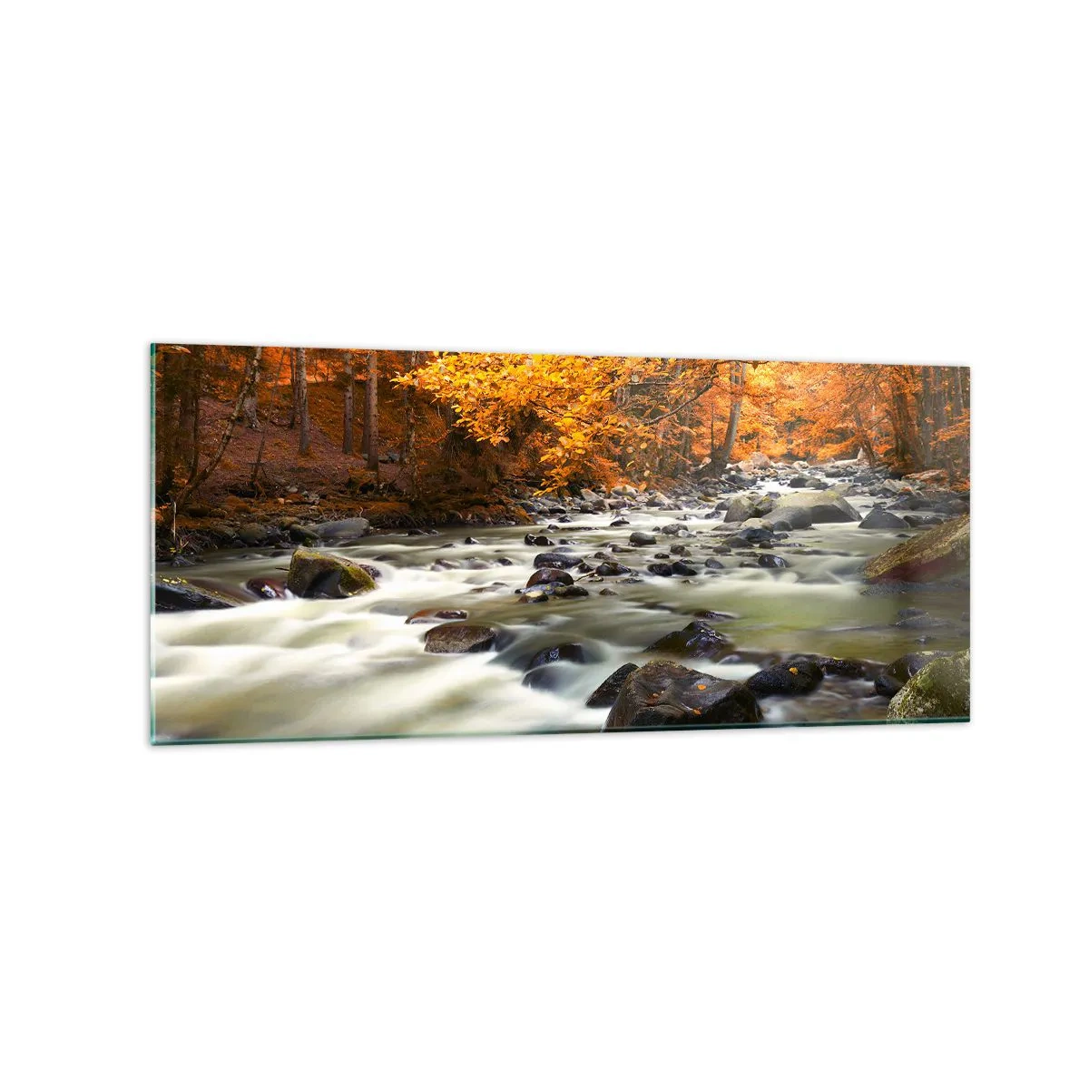 Üveg kép - Egy patak az aranyerdőben - 120x50 cm