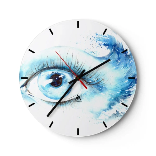 Falióra, Óra - Művészi szem kék árnyalatokban - 30x30cm - Elmerülni a tekintet kékjében - Modern fali dekoráció nappalihoz, konyhához és hálószobához ARTTOR