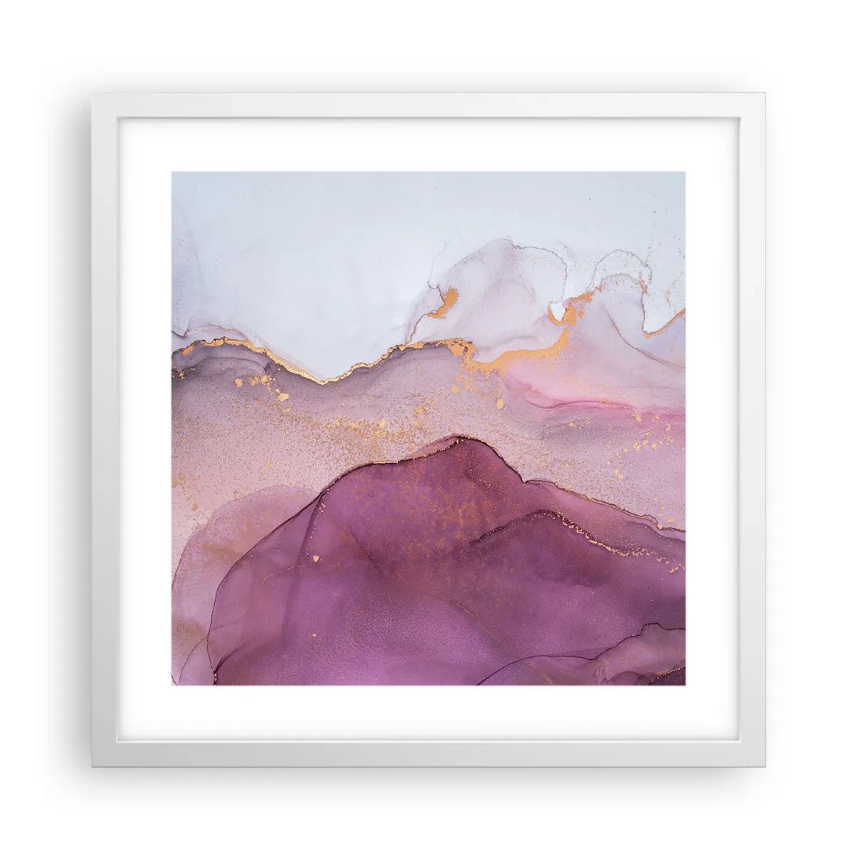 Poszter fekete keretben - Lila és orgonaszínű hullámok - 40x40 cm