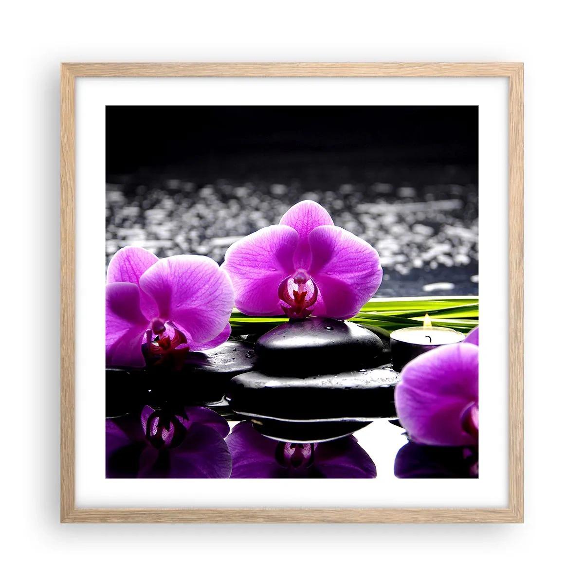 Poszter világos tölgy keretben - Elmerülni a békében és a csendben - 50x50 cm