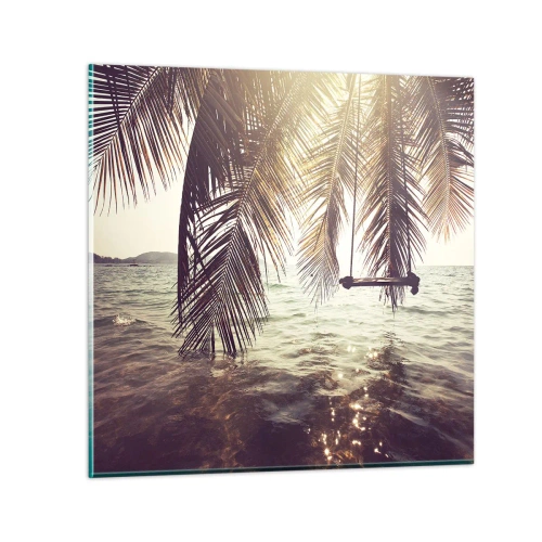 Üveg kép - Tetszés szerint hintázhat a felhők között - 70x70 cm