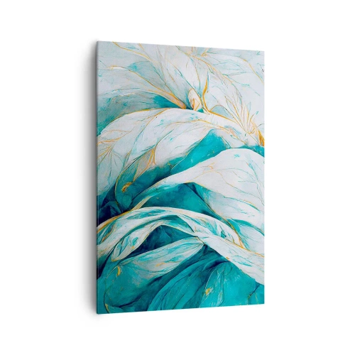 Vászonkép - Kék absztrakció arany motívummal - 70x100 cm