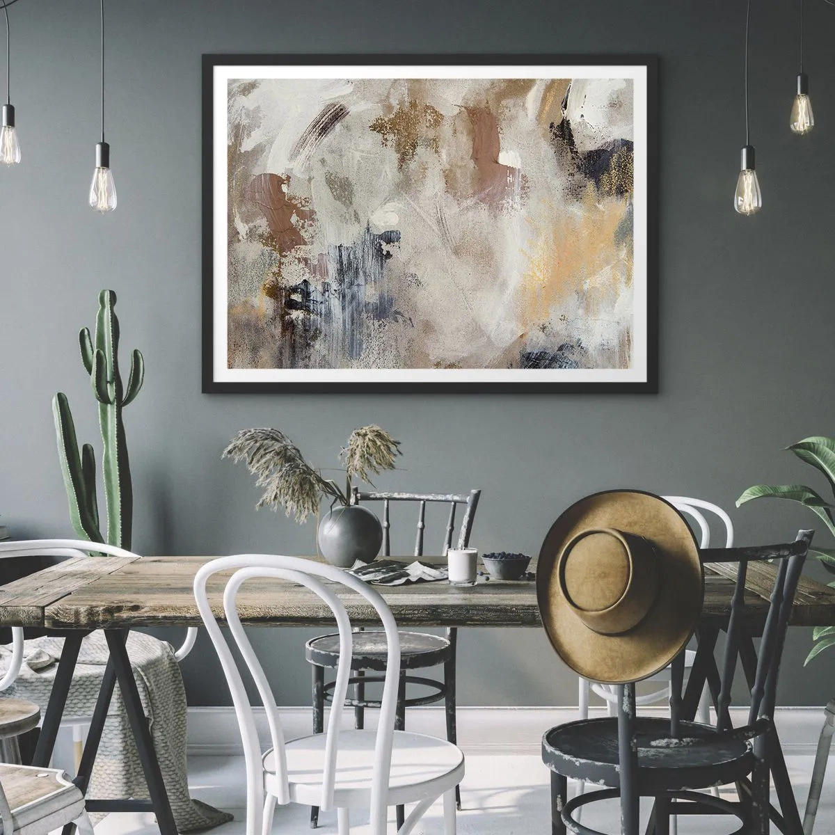 Poszter fehér keretben - Ködös absztrakció - 100x70 cm