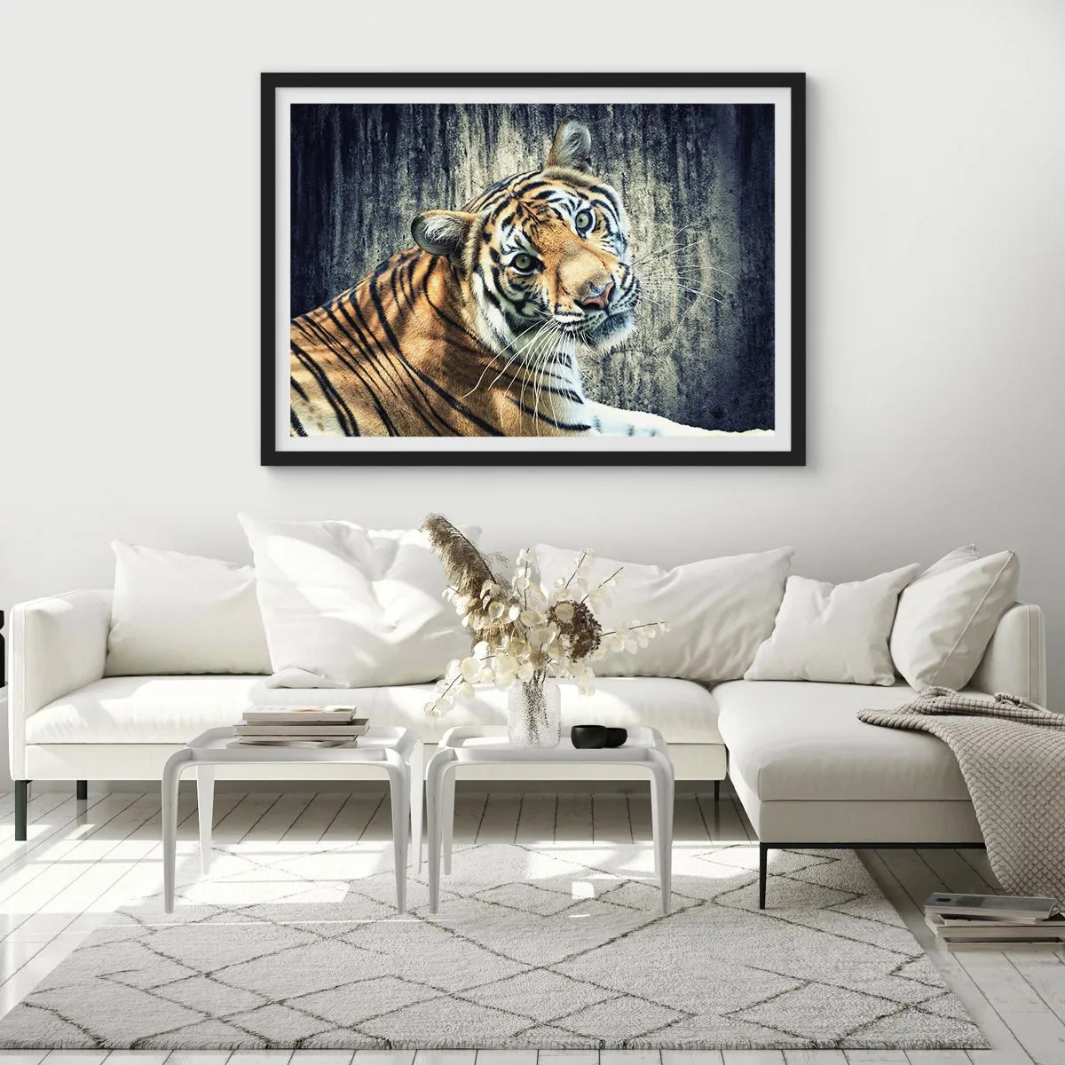 Poszter fehér keretben - Portré a fénysugárban - 100x70 cm