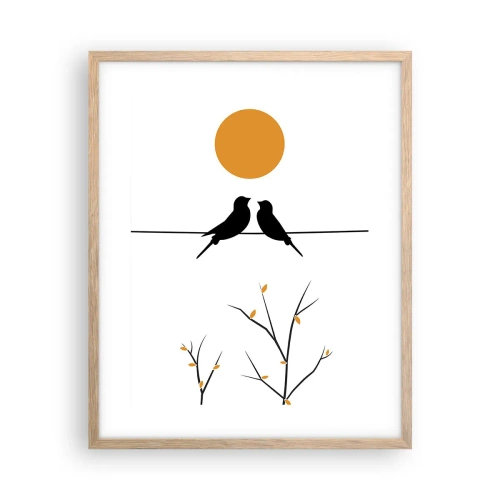 Poszter világos tölgy keretben - Fülemüle este - 40x50 cm