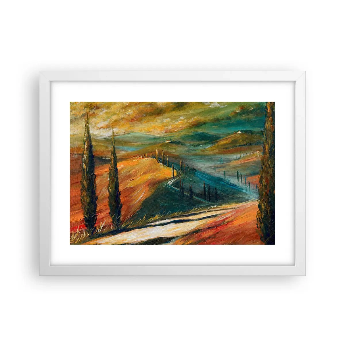 Poszter fekete keretben - Toszkán táj - 40x30 cm