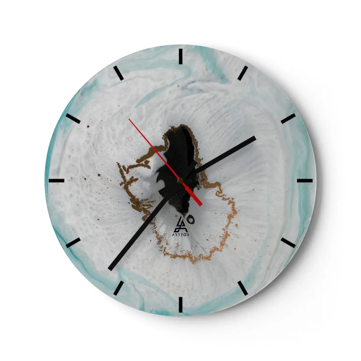 Falióra, Óra - Geódás hatású absztrakt minta arany díszítéssel - 30x30cm - Behatolni - Modern fali dekoráció nappalihoz, konyhához és hálószobához ARTTOR