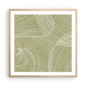 Poszter világos tölgy keretben - Bonyolult absztrakció fehérben - 60x60 cm