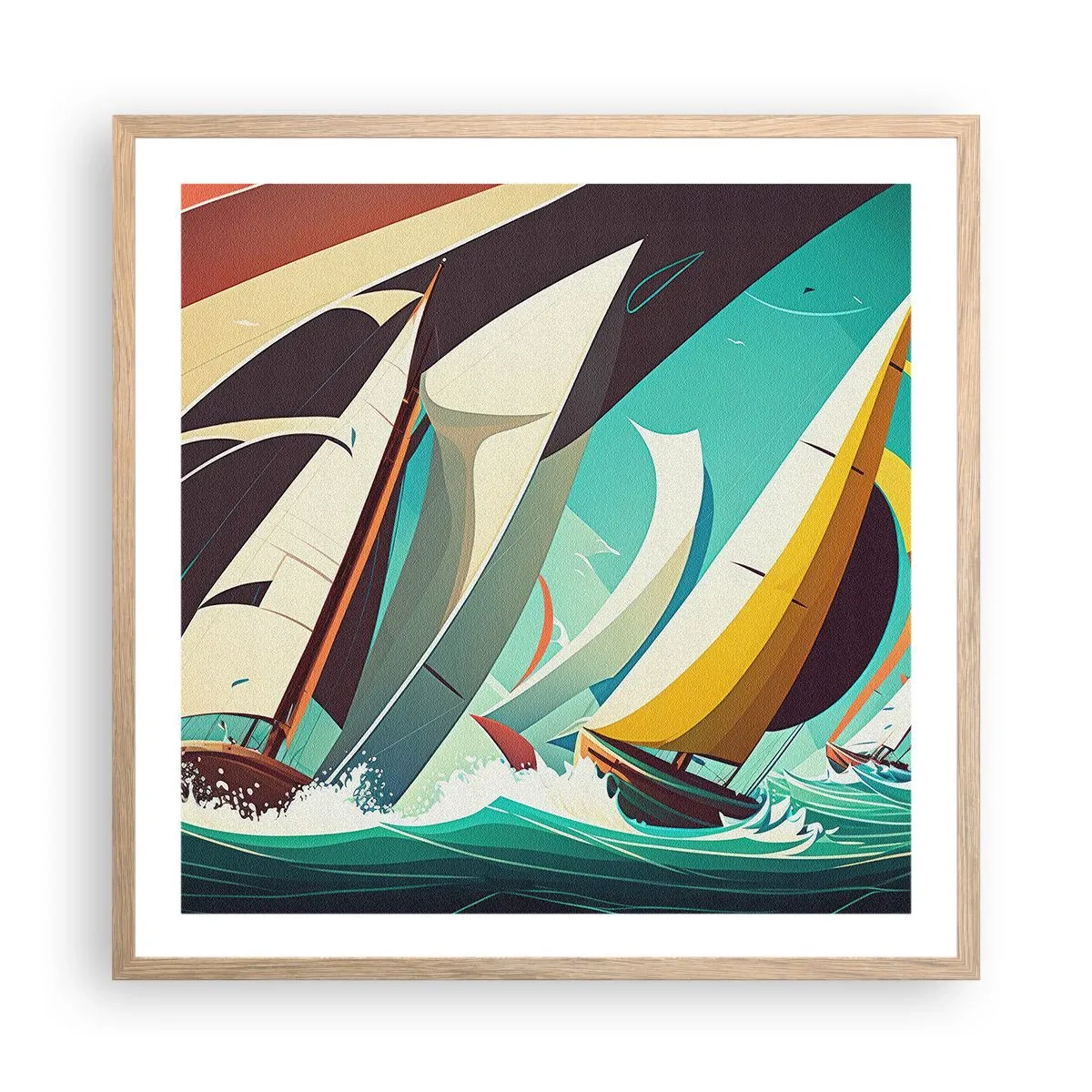 Poszter világos tölgy keretben - Közelről és személyesen az elemekkel - 60x60 cm