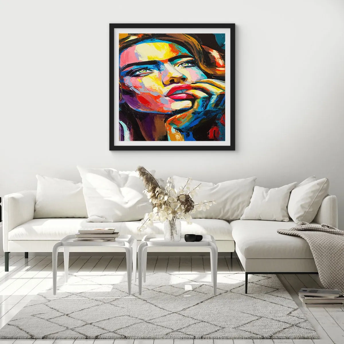 Poszter fehér keretben - Az álmok úgy repülnek az égen, mint a madarak - 40x40 cm