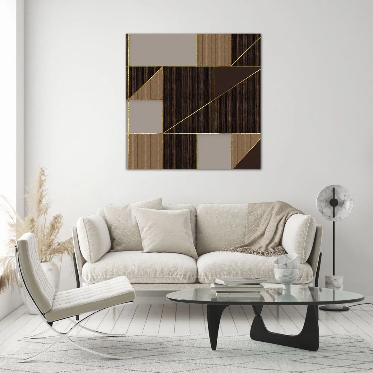 Üveg kép - Barna és arany mozaik - 40x40 cm