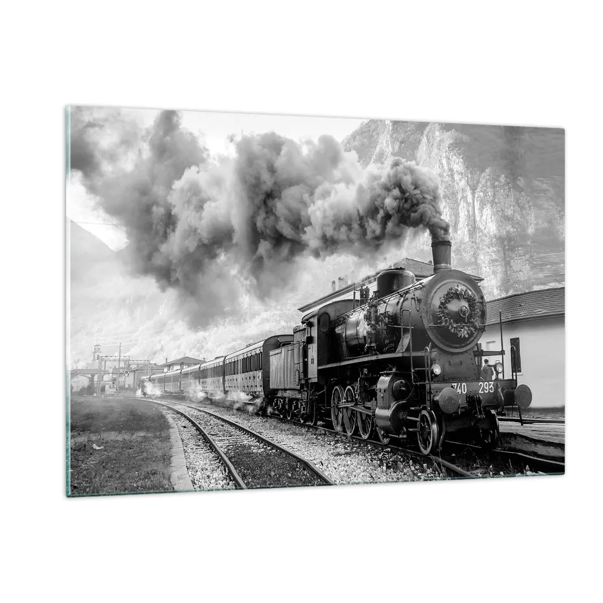 Üveg kép - Indulását a mozdony várja… - 120x80 cm