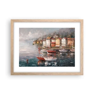 Poszter világos tölgy keretben - Romantikus kikötő - 40x30 cm