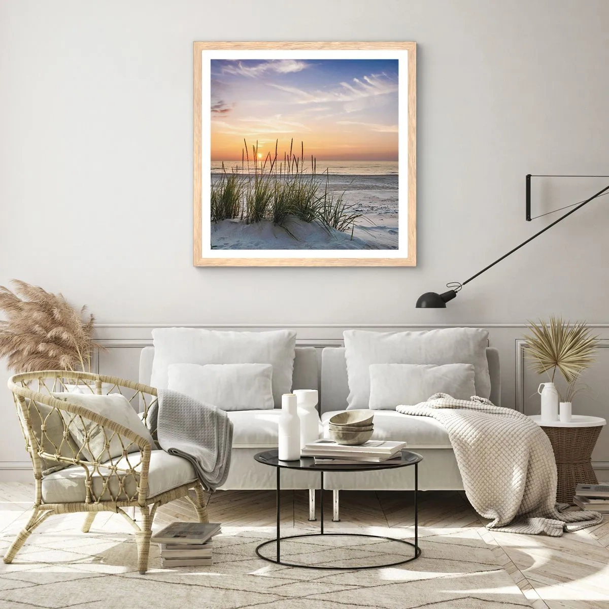 Poszter világos tölgy keretben - Nézz, gondolkozz, érezz - 60x60 cm