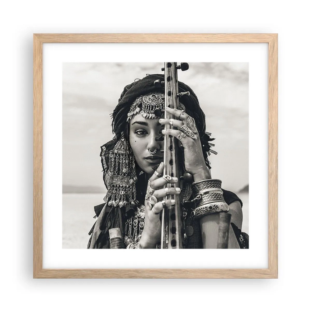 Poszter világos tölgy keretben - Csak a keleti zene - 40x40 cm