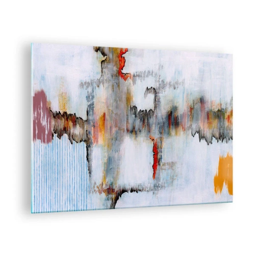 Üveg kép - Absztrakt kompozíció energikus színekkel - 70x50cm - Egy bottal a vízen - Modern fali dekoráció nappalihoz és hálószobához ARTTOR
