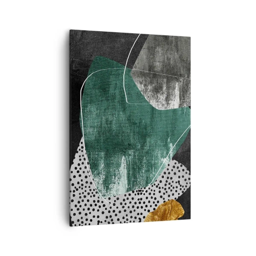 Vászonkép - Színes absztrakció aranypehellyel - 70x100 cm