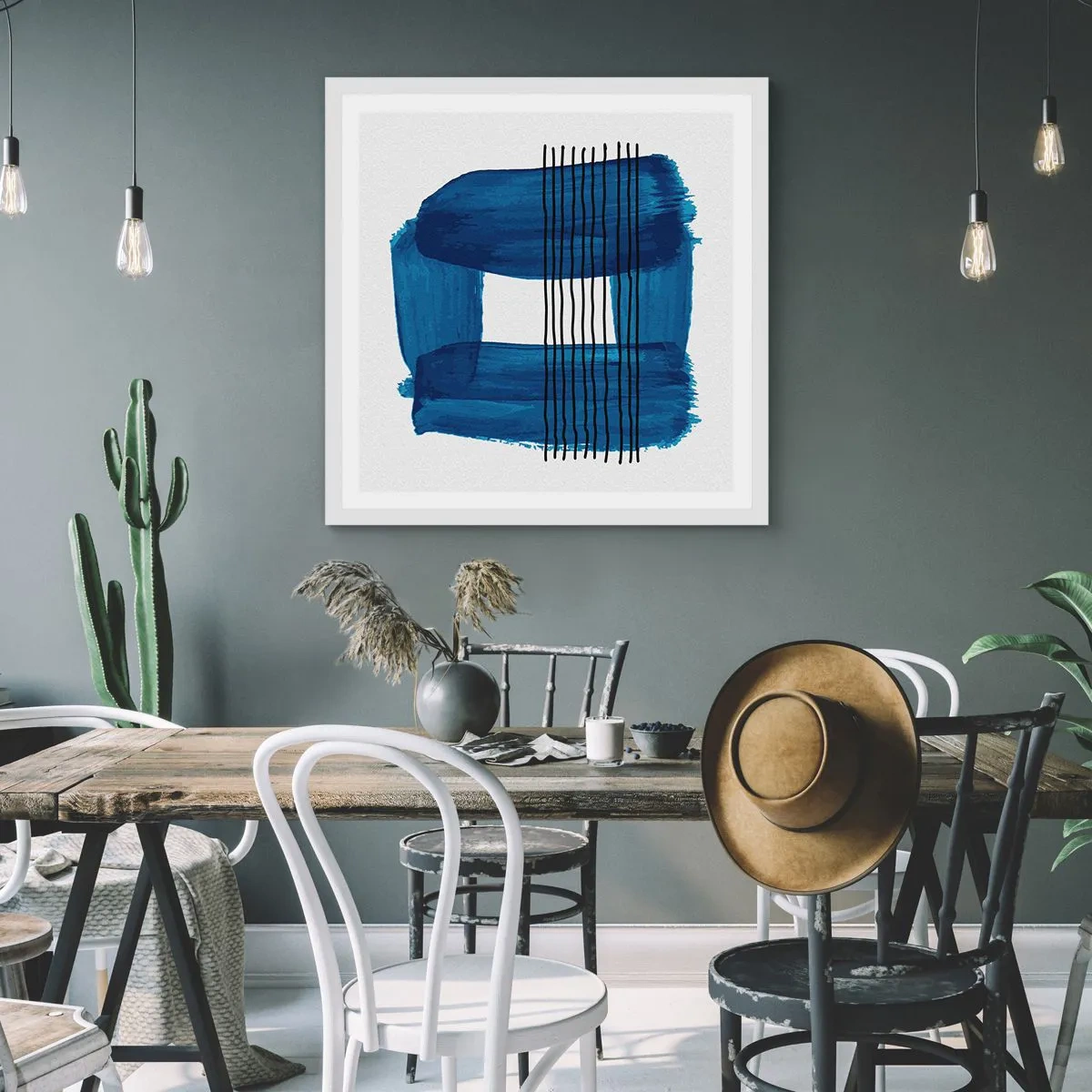 Poszter fekete keretben - Kékes-fekete - 60x60 cm