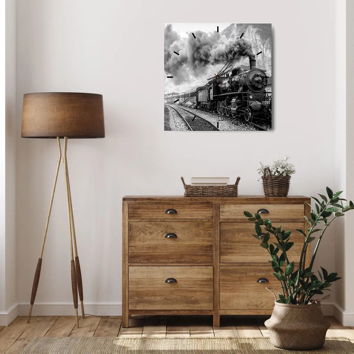 Falióra, Óra - Indulását a mozdony várja… - 40x40 cm