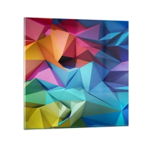 Üveg kép - Szivárvány origami - 40x40 cm