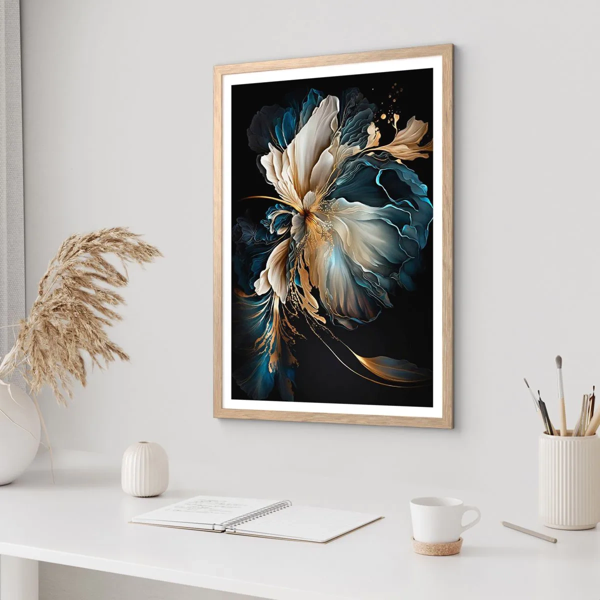 Poszter világos tölgy keretben - Mesebeli páfrányvirág - 70x100 cm