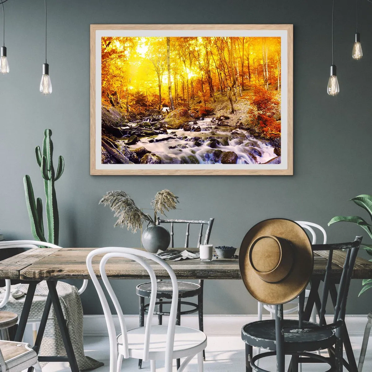 Poszter világos tölgy keretben - Kövek aranyba és platinába - 50x40 cm